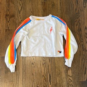 Aviator Nation BOLT EMBROIDERY CLASSIC CROPPED CREW SWEATSHIRT